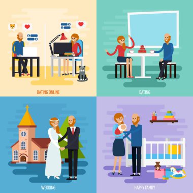 Aile ilişki karakter Icon Set