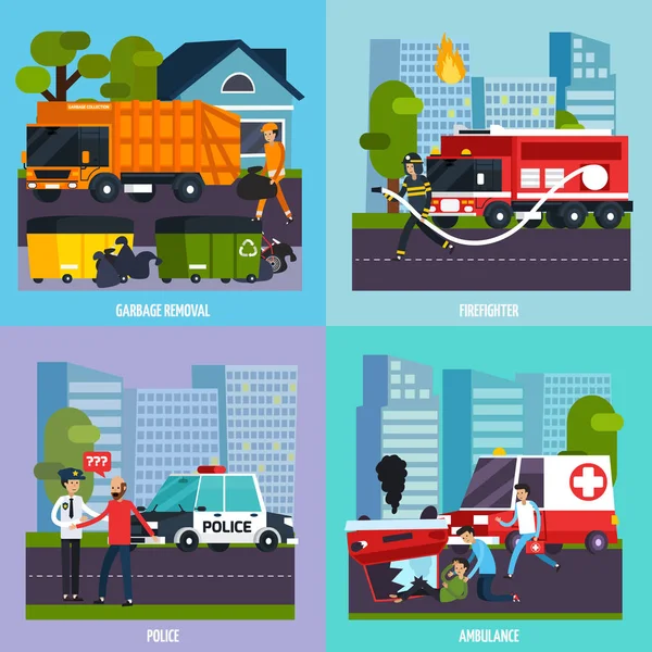 Set de iconos de servicios de emergencia — Vector de stock