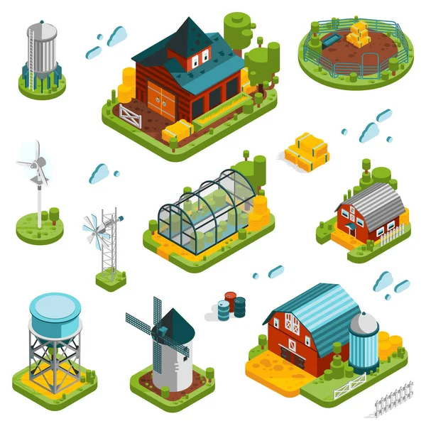 Farm Landscape Elements Set — Stock Vector