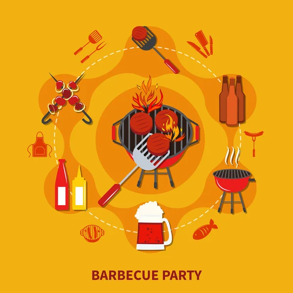 Barbecue Party Flat — Stockvector