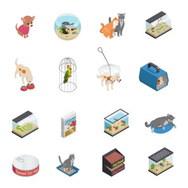 Evde beslenen hayvan dükkan Icons set
