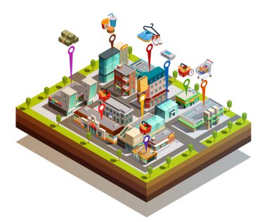 Store Buiding Island Isometric Concept clipart