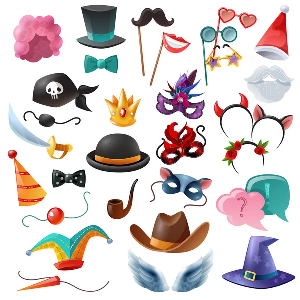 Conjunto de ícones de festa de cabine de fotos — Vetor de Stock