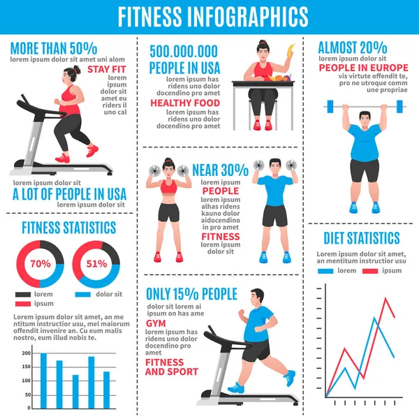 Fitness Infografías coloreadas — Archivo Imágenes Vectoriales