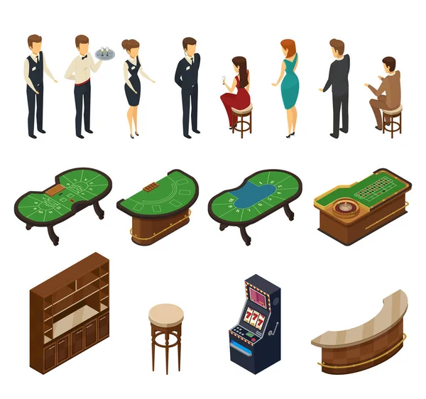 Juego de iconos isométricos de casino — Vector de stock