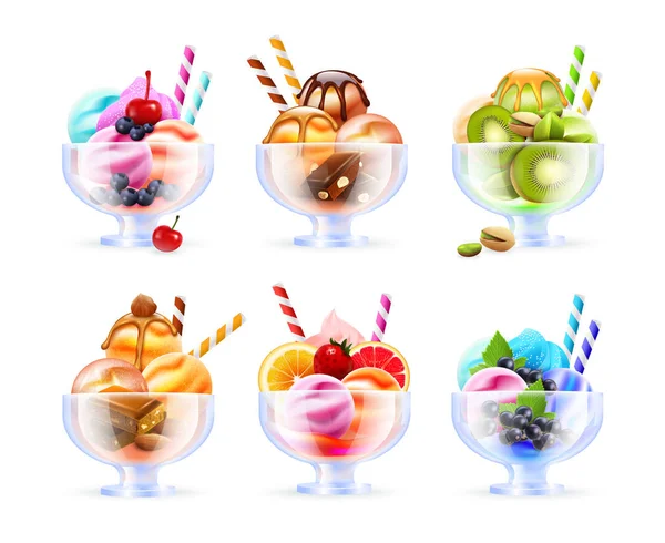 Jeu de verre Sherbet Icecream — Image vectorielle