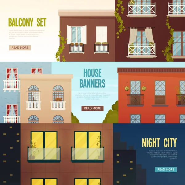 Balconu House banery zestaw — Wektor stockowy