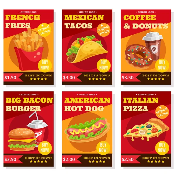 Fast Food zestaw plakatów — Wektor stockowy