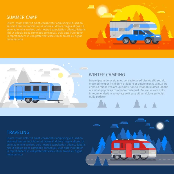 Recreational Vehicles Banner Set — Stock Vector