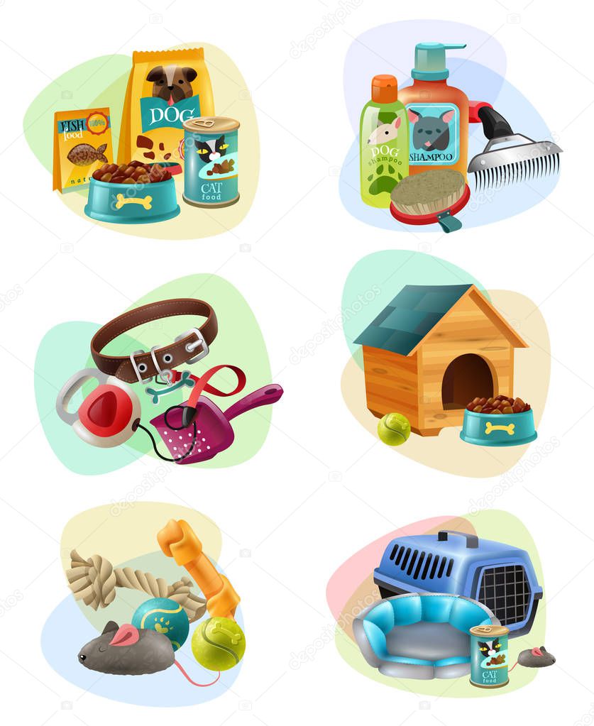 Pet Care Concept Composition Icons Set 