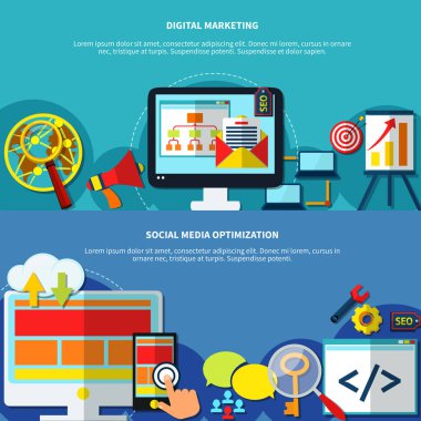 Web sitesi promosyon afiş kümesi