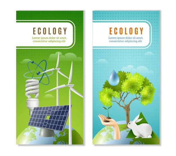 Ecologia Energia Verde 2 Banners Verticais —  Vetores de Stock