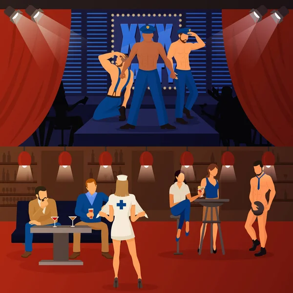 Club Striptease Set de Banners — Archivo Imágenes Vectoriales