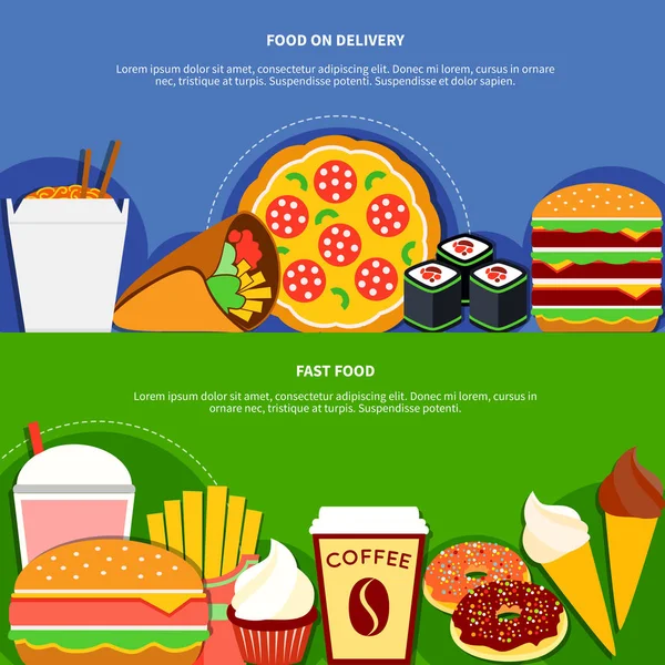 Fast Food Lieferservice Flachbanner — Stockvektor