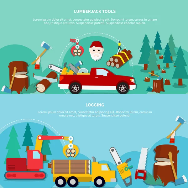 Platte Lumberjack Banner Set — Stockvector