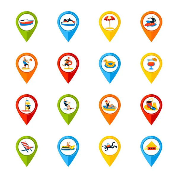 Various Locations Signs Colorful Icons Set — Stock Vector