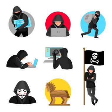 Hackerlar karakter sembol simgeler koleksiyonu 