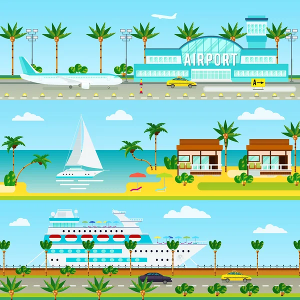 Banners de férias de cruzeiro de verão — Vetor de Stock