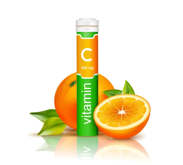 Ilustração da vitamina C 3D — Vetor de Stock