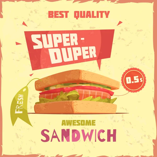Super Duper smörgås promotionaffisch — Stock vektor