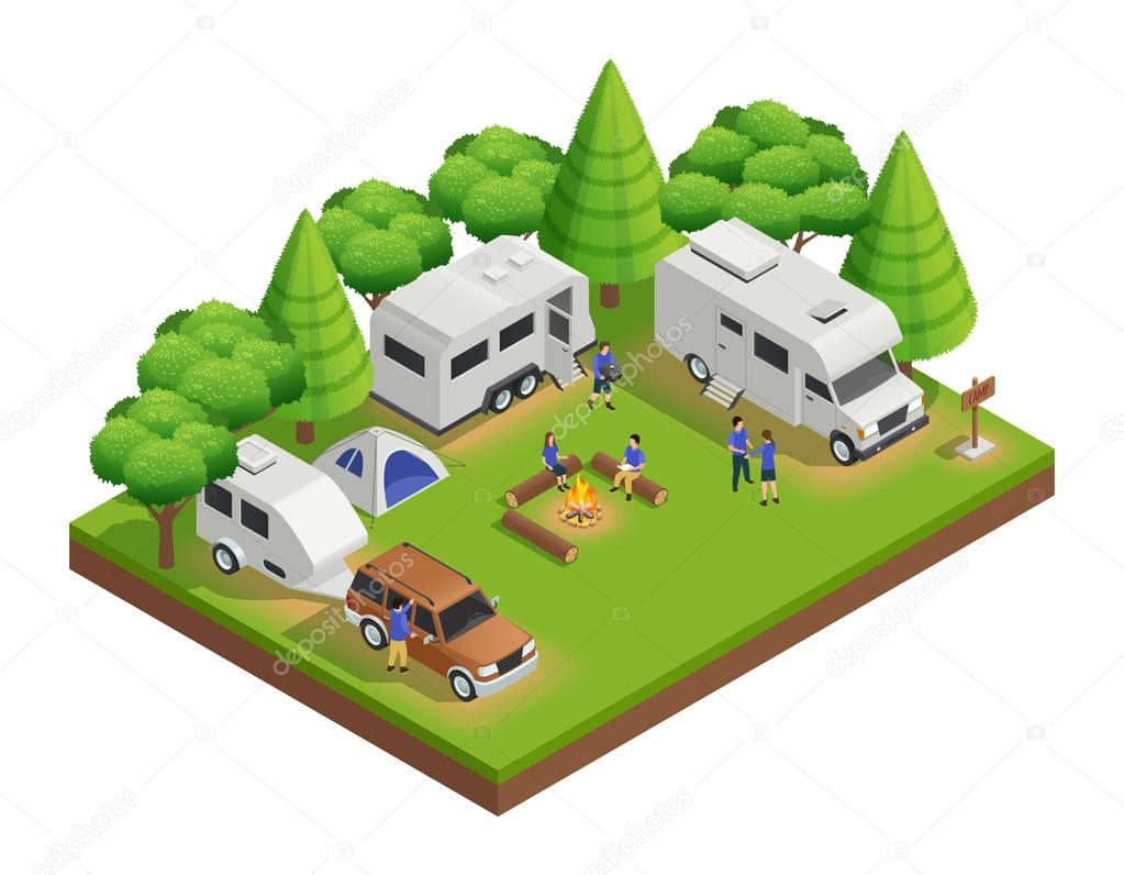 Recreational Vehicles Isometric Composition