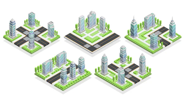 City Houses Isometric Composition — Stock Vector