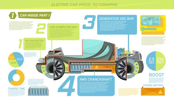 Elektromos autó Infographics — Stock Vector