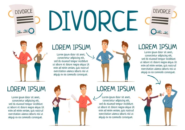 Matrimonio e divorzio Infografica — Vettoriale Stock