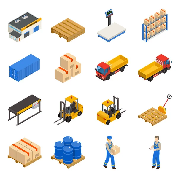 Warehouse Isometric Decorative Icons Set — Stock Vector
