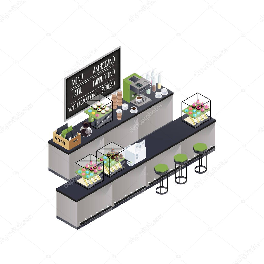 Isometric Coffee Bar Composition