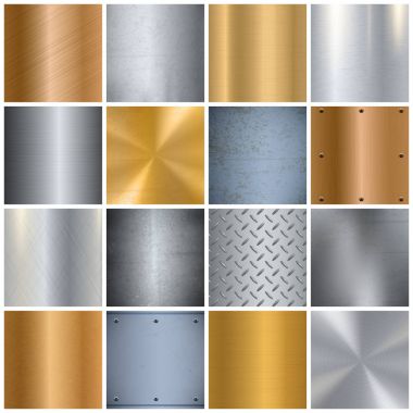 Metal Texture Realistic Big Icons Set clipart