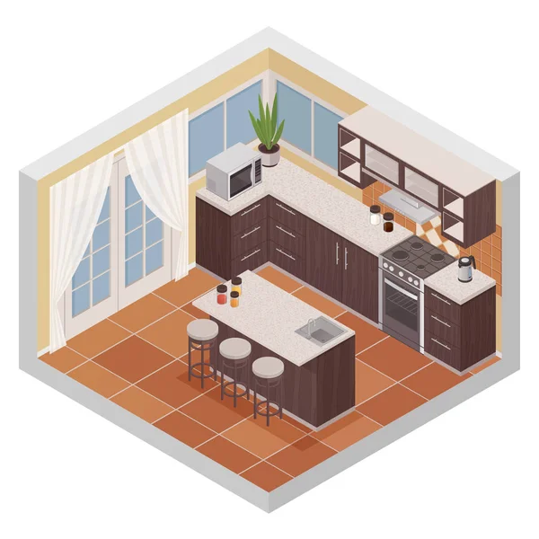 Isometrische Zusammensetzung der Küche — Stockvektor