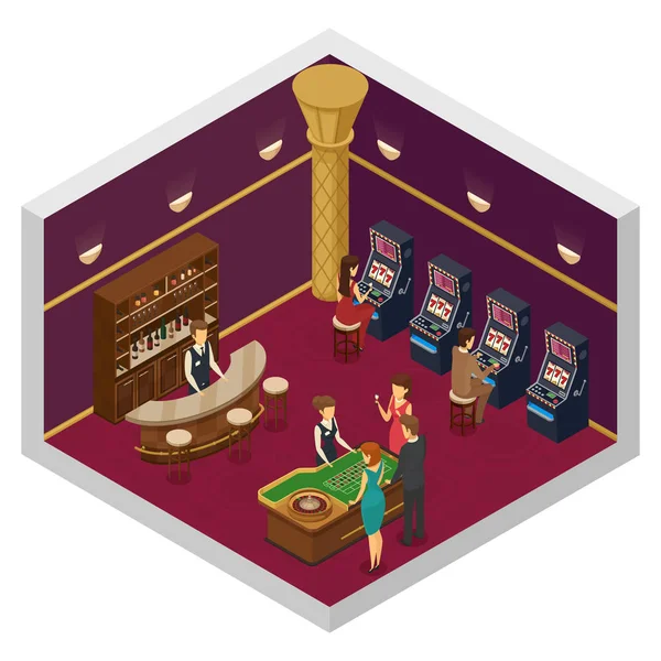 Изометрический интерьер казино — стоковый вектор