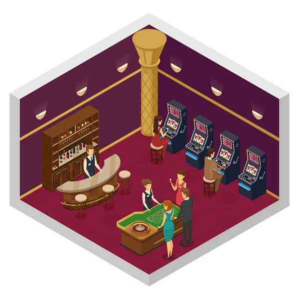 Casino isometrische interieur — Stockvector