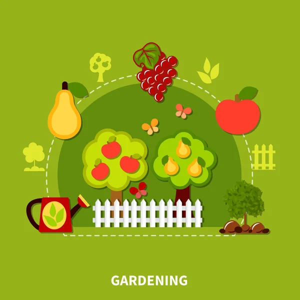 Herramientas de jardinería Composición plana — Vector de stock