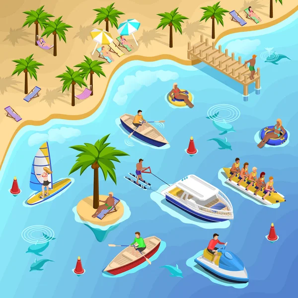 Tropical Beach Boating Arrière-plan — Image vectorielle