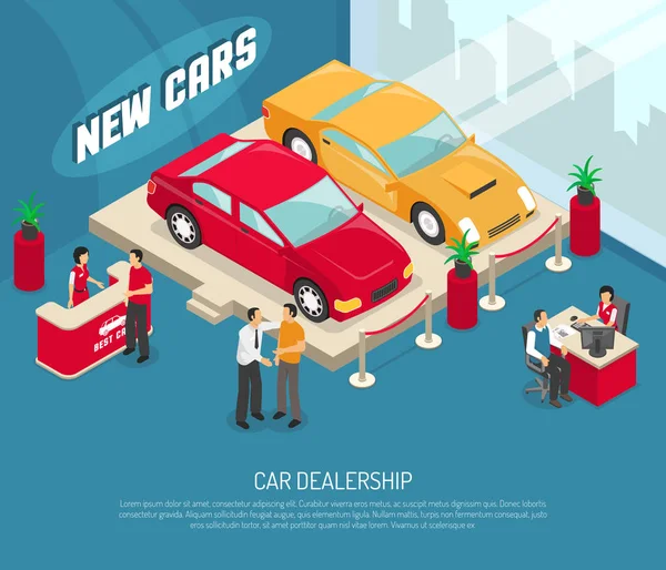 Car Dealership Leasing Composição — Vetor de Stock