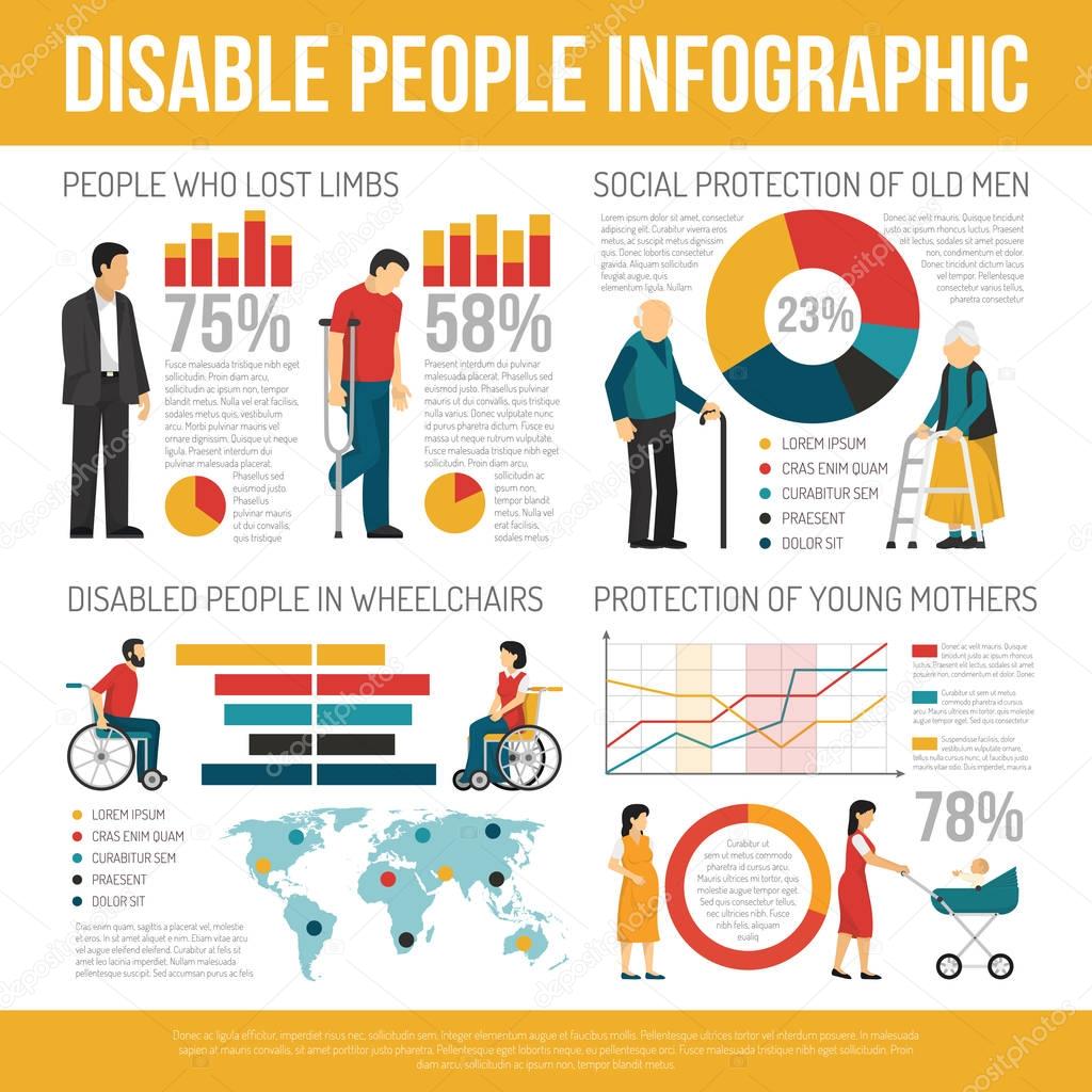  Disabled People Infographic Set