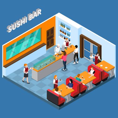 Sushi Bar izometrik çizimde