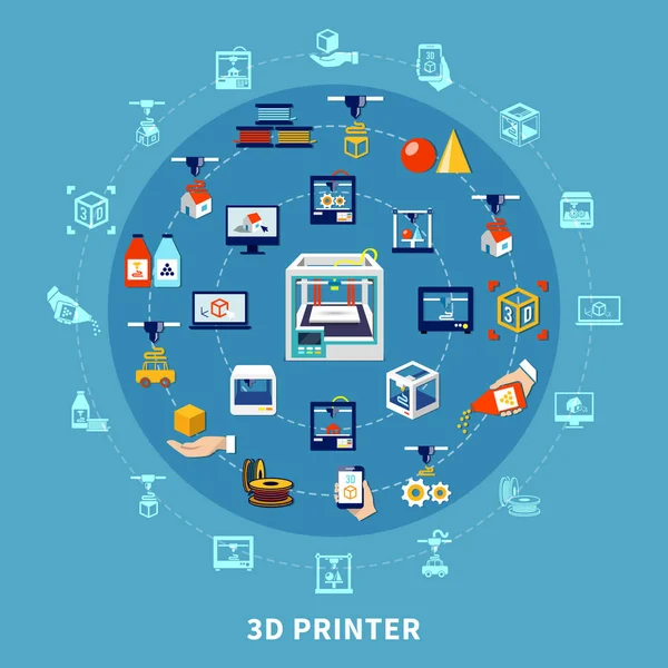 3D baskı tasarım kompozisyon — Stok Vektör