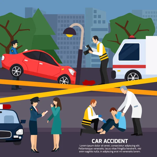 Car Accident Flat Style Illustration — Stock Vector