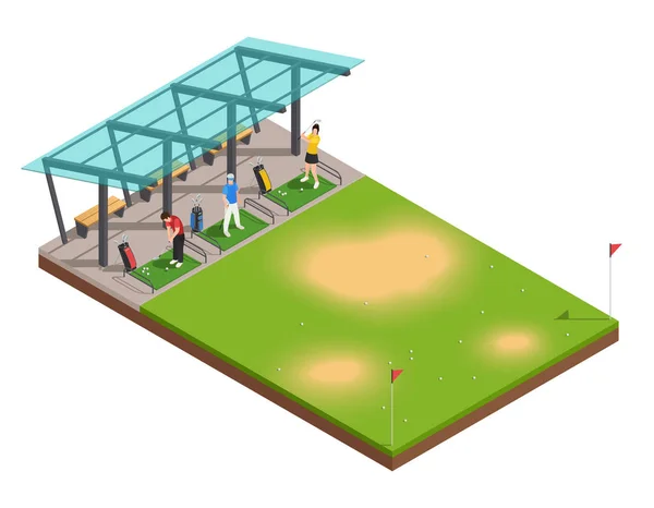 Golf Training isometrische samenstelling — Stockvector