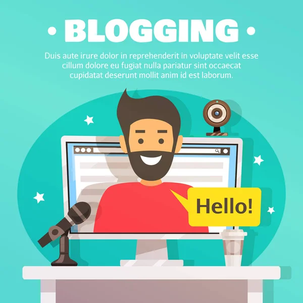 Blogger Ilustración de fondo del espacio de trabajo — Vector de stock