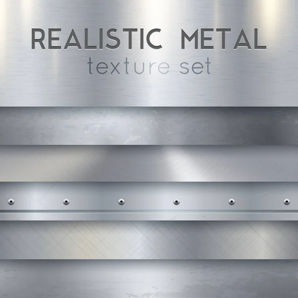 Metal Texture Realistic Horizontal Samples Set — Stock Vector