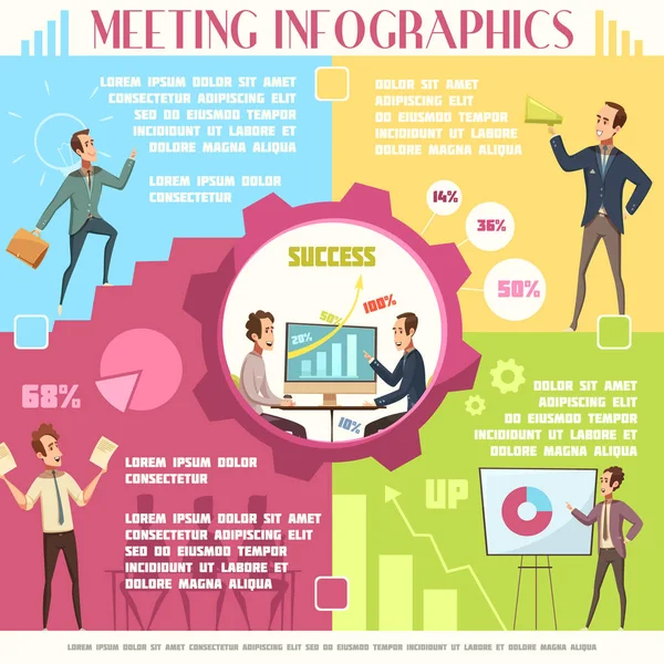 Business Meeting Infographic Set — Stock Vector