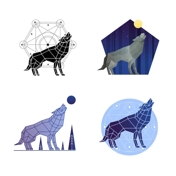 Ensemble loup hurlant — Image vectorielle