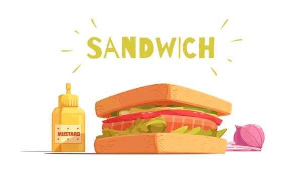 Desain Kartun Sandwich - Stok Vektor