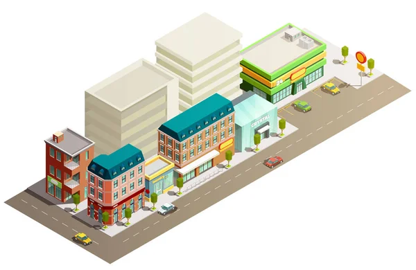 Isometric Store Buildings Concept — Stock Vector