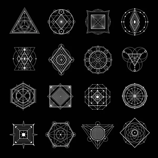 Siyah sette kutsal geometri — Stok Vektör