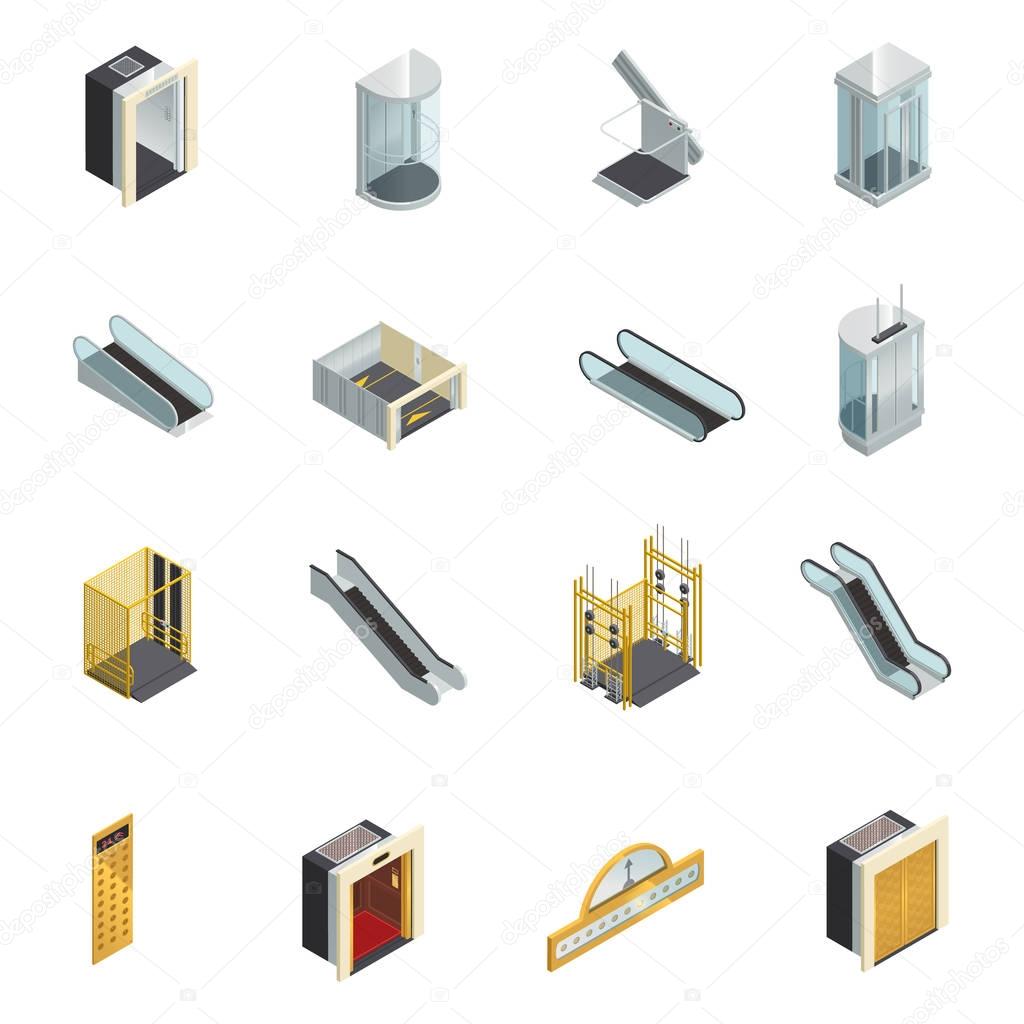 Elevator Isometric Elements Set